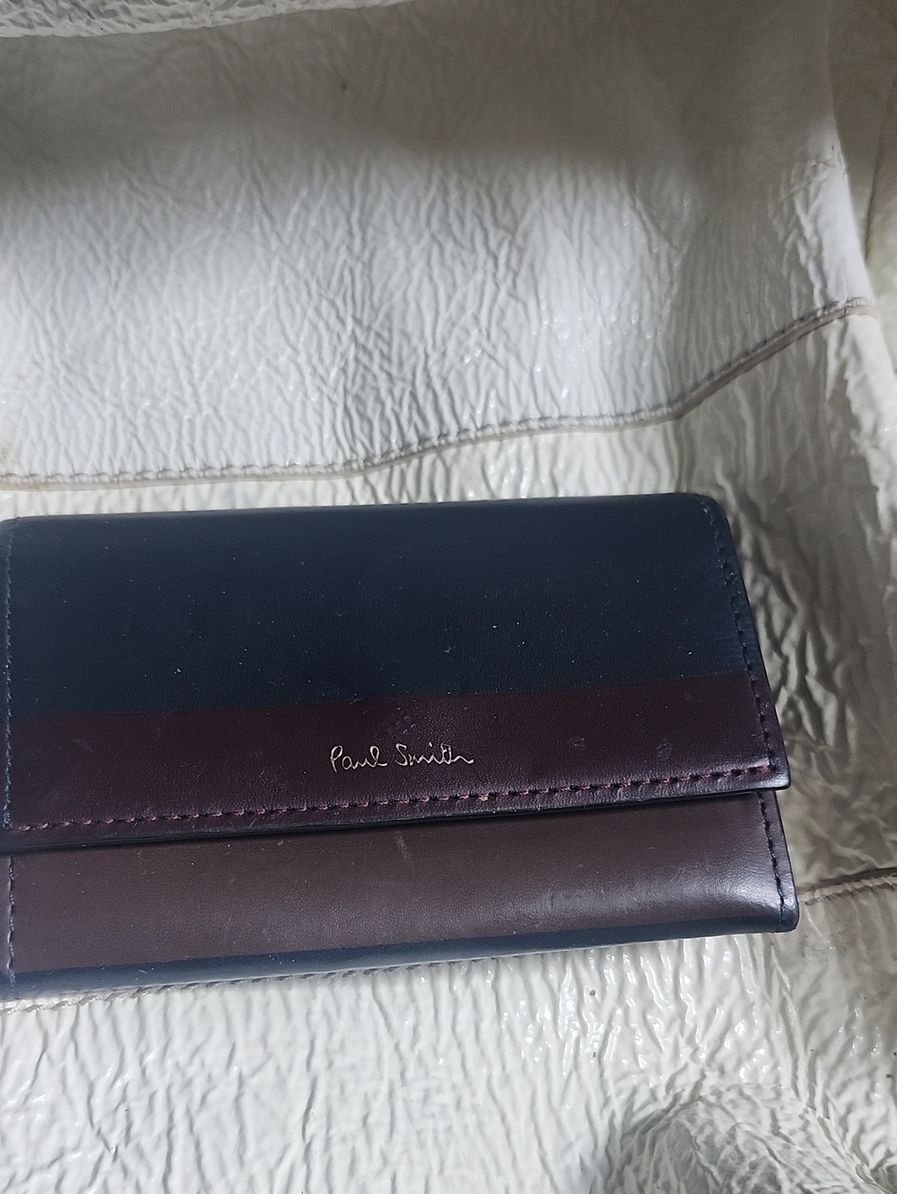 Paul Smith Two-Tone Leather Wallet in Navy and Brown
